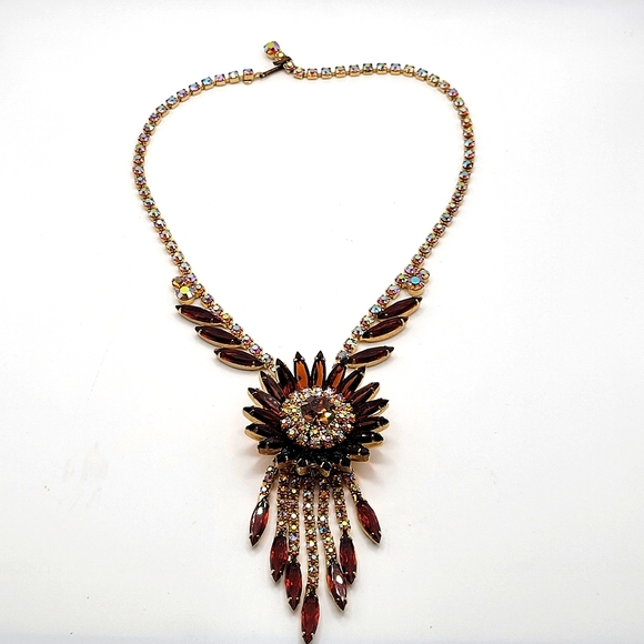 Vintage Jewelry - VTG Juliana Necklace | Amber/Topaz & AB Rhinestones | Verified | *AS IS*
